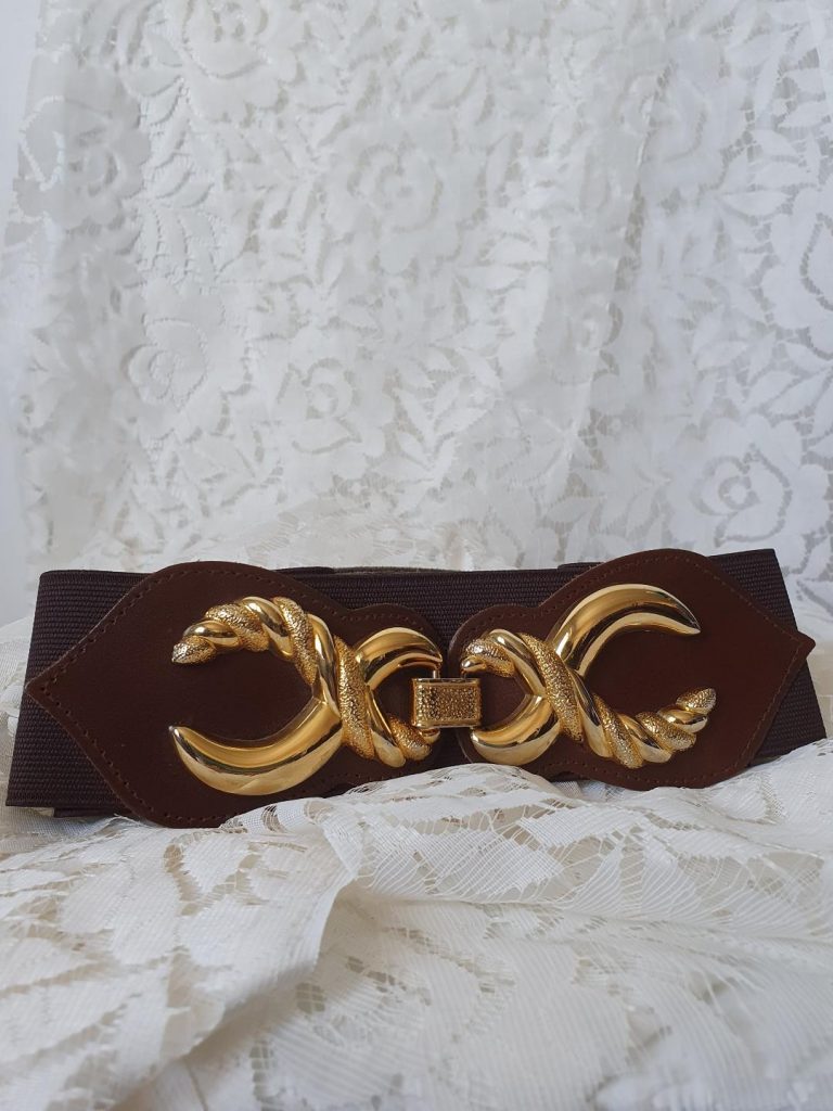 Ceinture élastique Vintage Boucle Baroque Dorée - Taille S - Années 80/90 - Occasion état 8,5/10